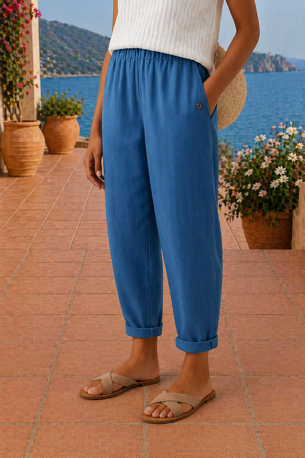 Lindia | Pantalón Tapered Con Cintura Elástica