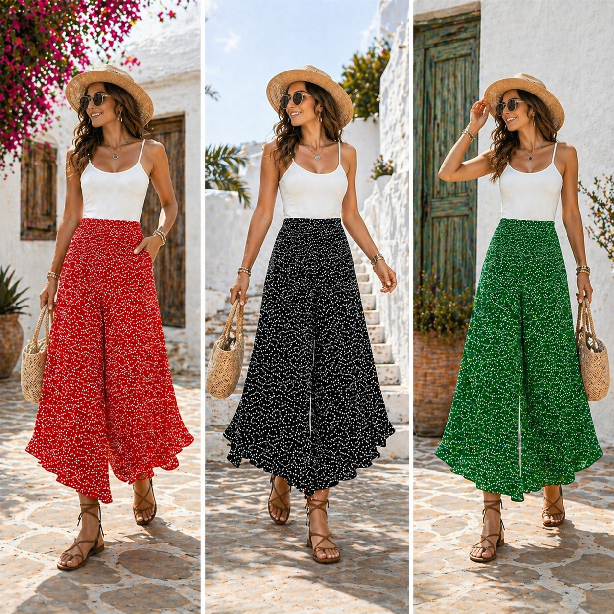 Tatiani | Pantalones Palazzo de Corte ancho con Estampado Floral