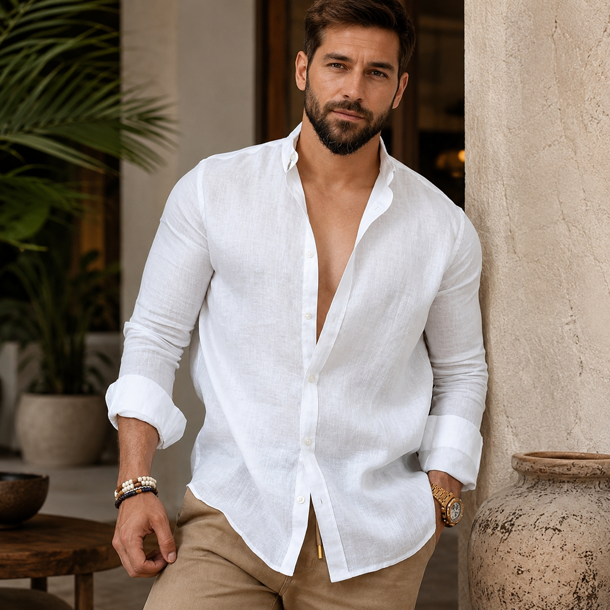Hyeon | Camisa Ligera de Manga Larga con Botones