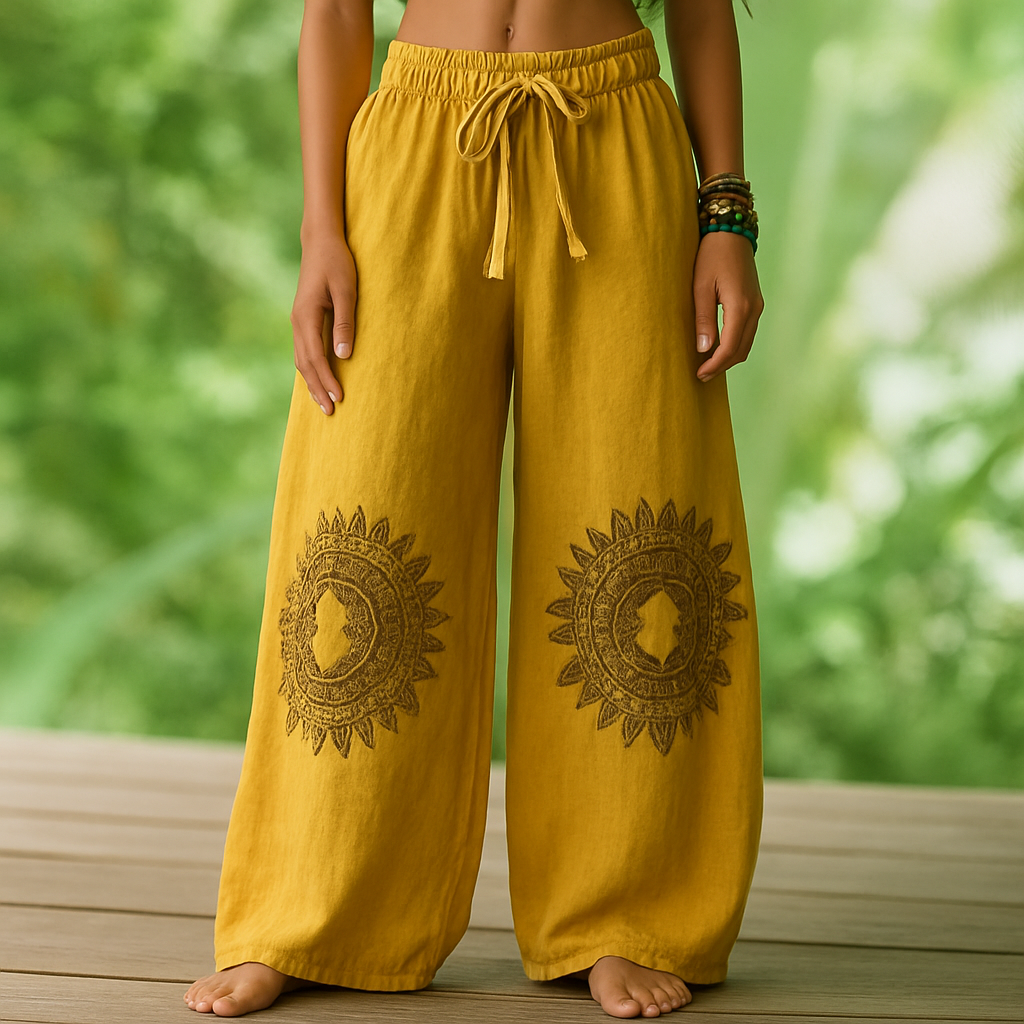 Gladys | Pantalón Lino Mujer Wide Leg Bohemio