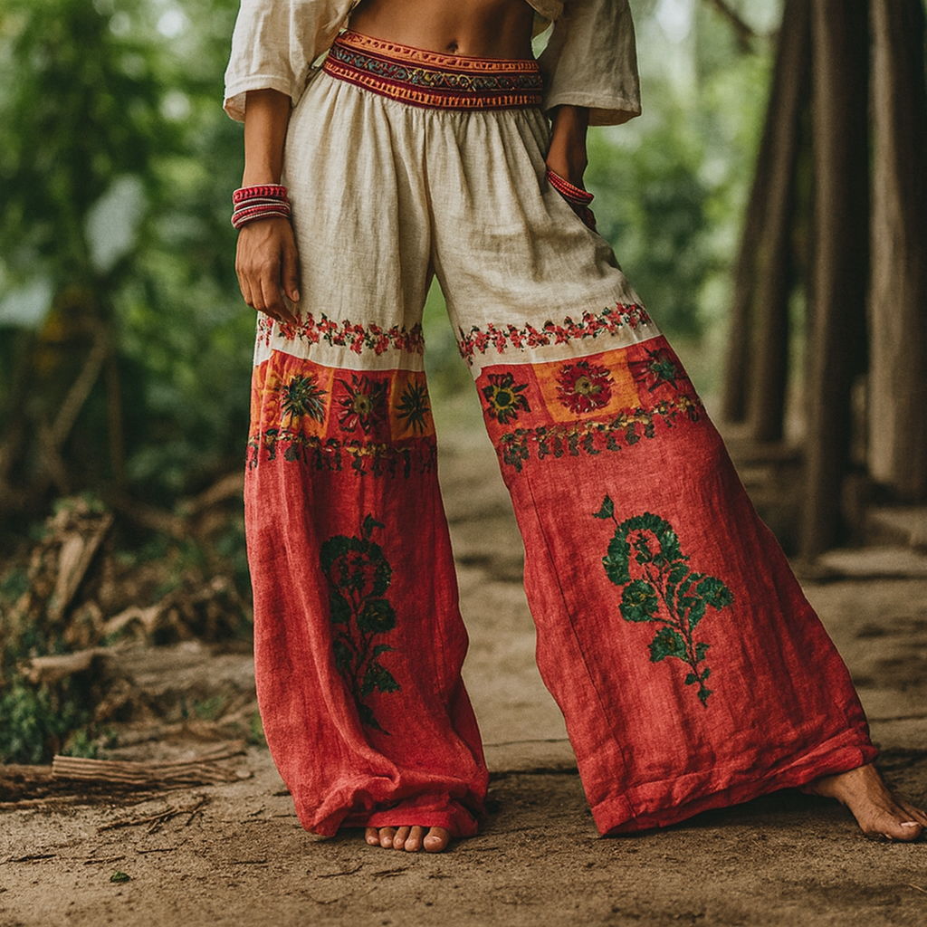 Gladys | Pantalón Lino Mujer Wide Leg Bohemio