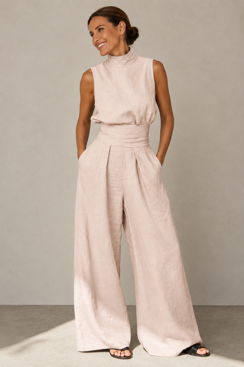 Winka | Mono Sin Mangas de Cuello Alto y Pierna Ancha