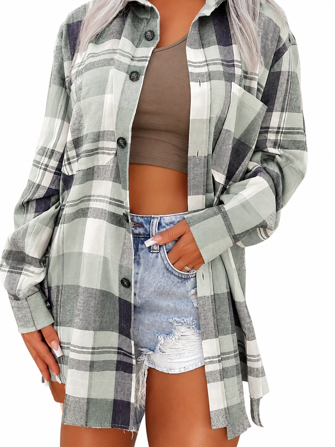 Yenira | Camisa De Cuadros De Manga Larga