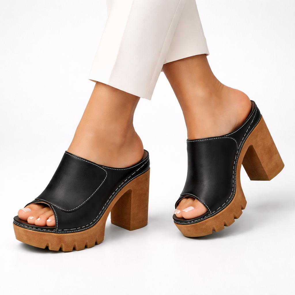 Nicolien - Sandalias de Plataforma Con Tacón Grueso y Puntera Abierta