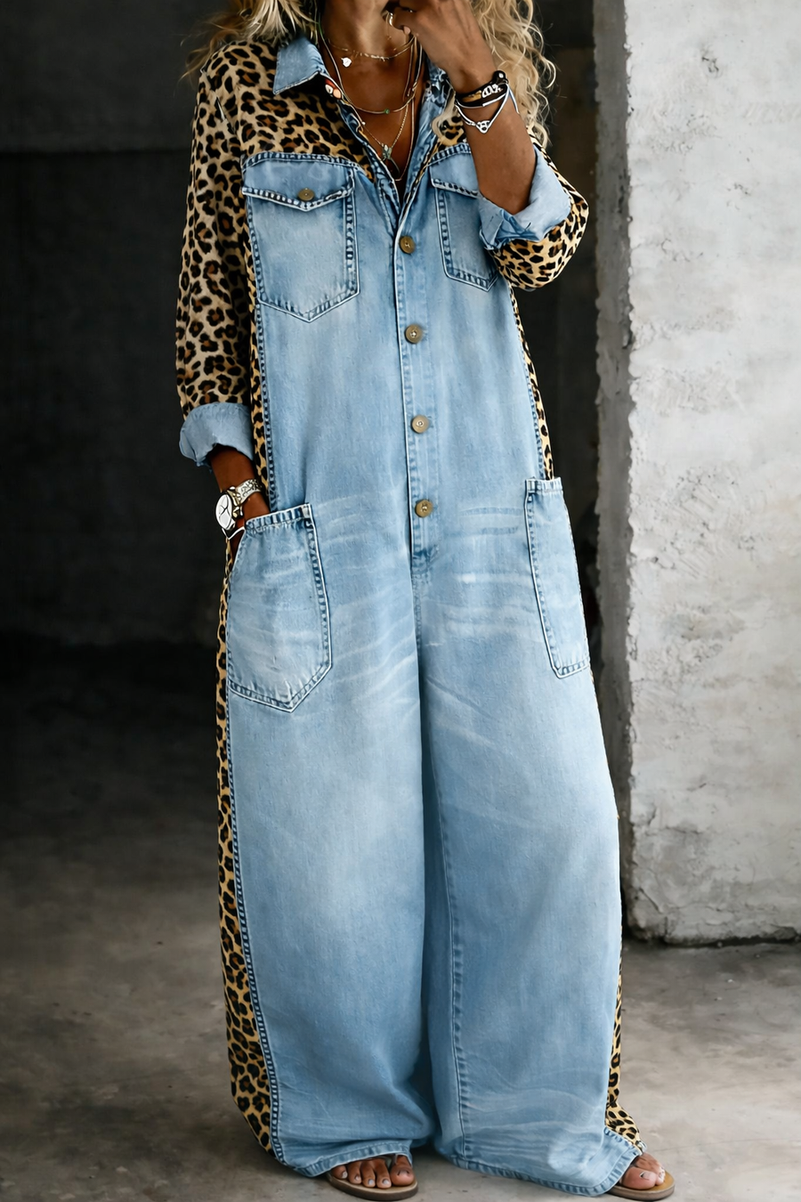 Sakshi | Mono Vaquero De Pierna Ancha Con Leopardo