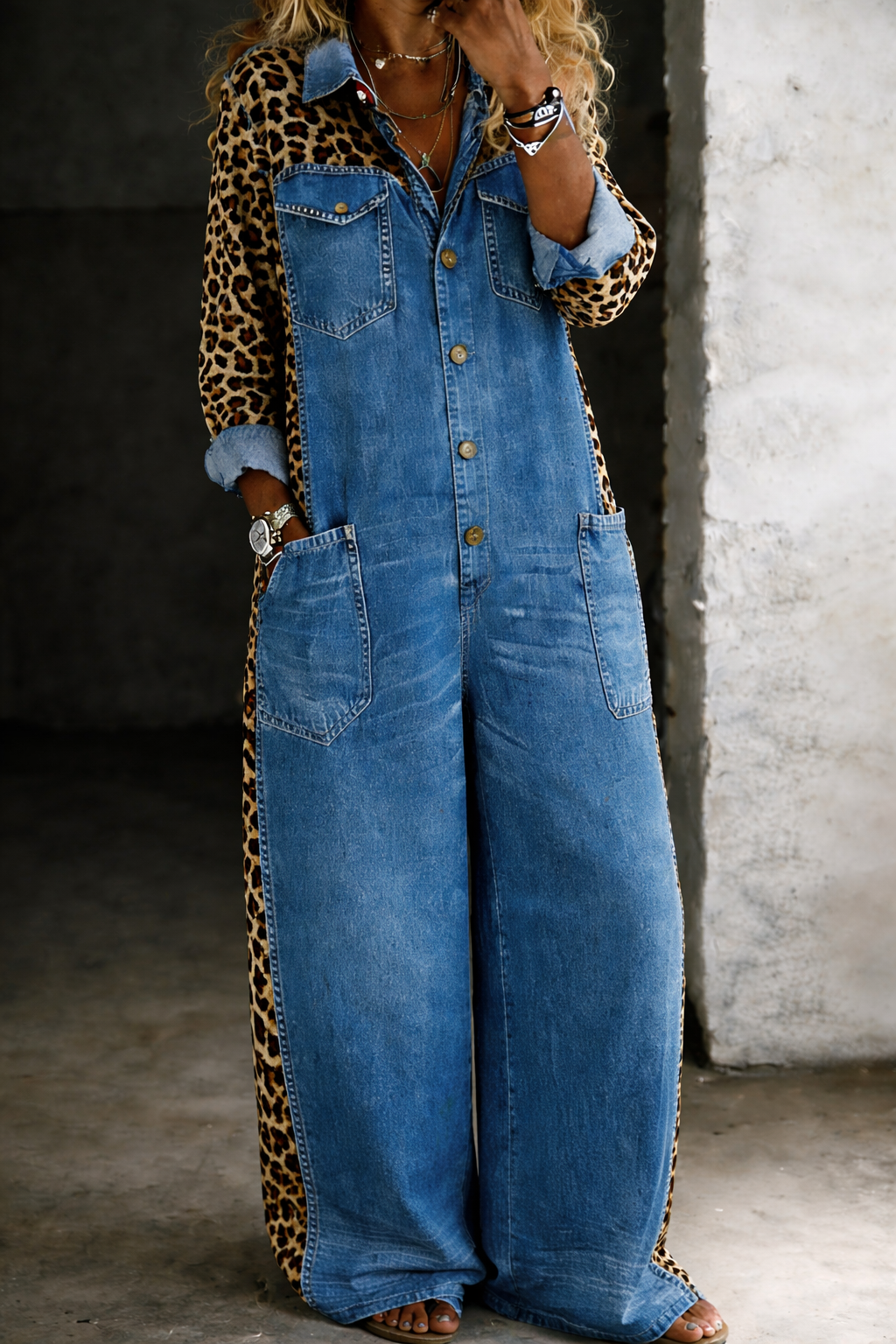 Sakshi | Mono Vaquero De Pierna Ancha Con Leopardo