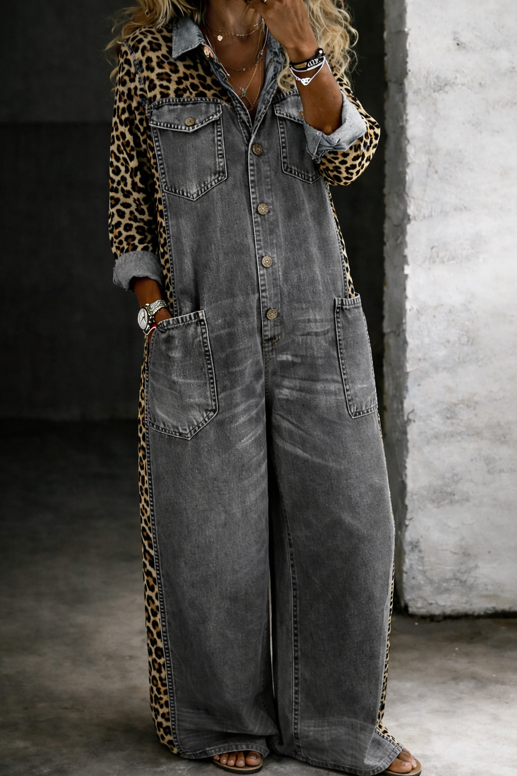 Sakshi | Mono Vaquero De Pierna Ancha Con Leopardo