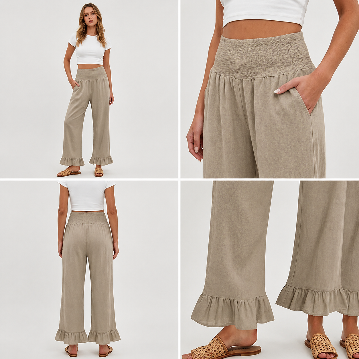 Moriom | Pantalón Holgado Con Volante Bajo