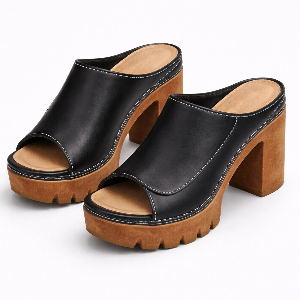 Nicolien - Sandalias de Plataforma Con Tacón Grueso y Puntera Abierta