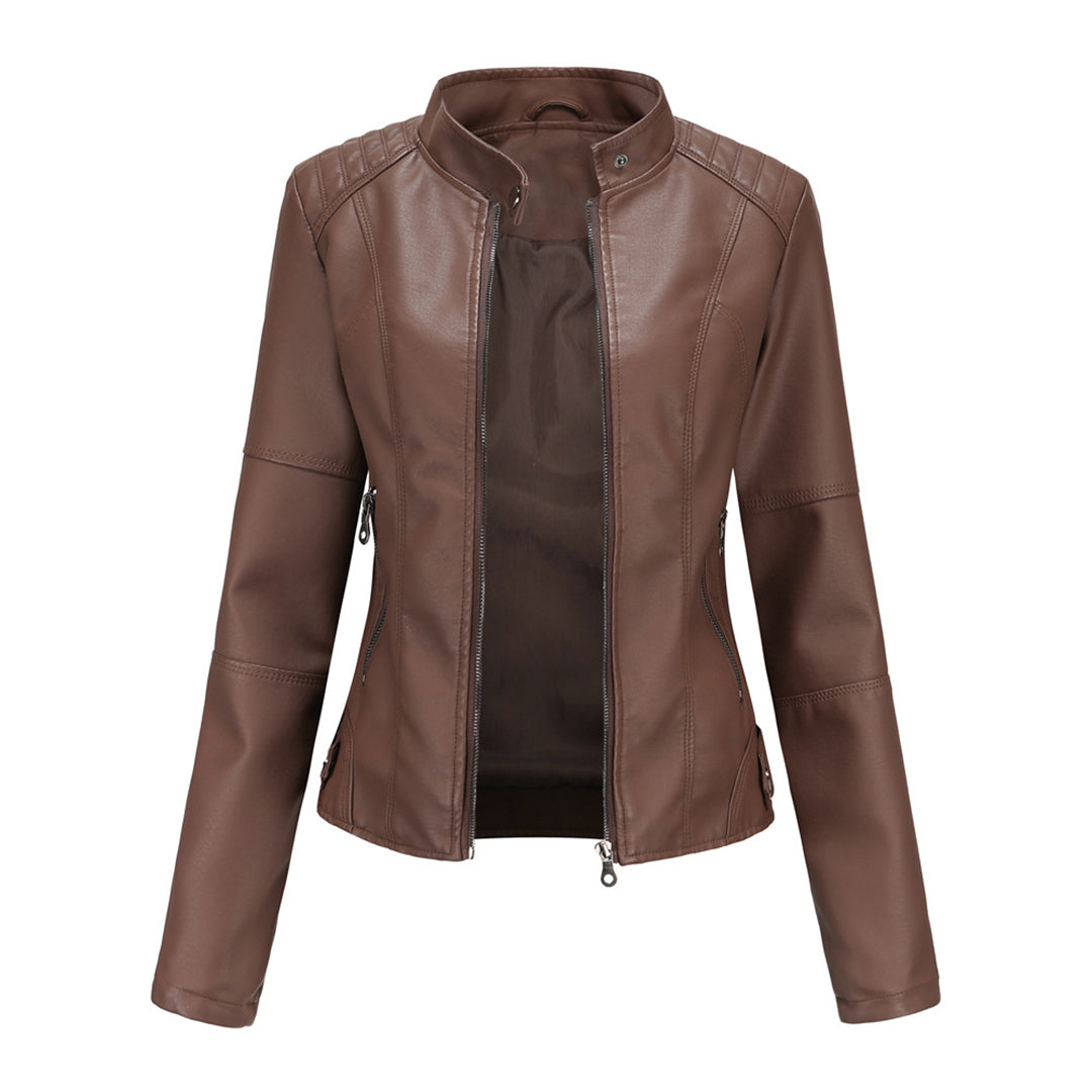 Hanneke | Chaqueta Efecto Cuero Con Cuello Alto