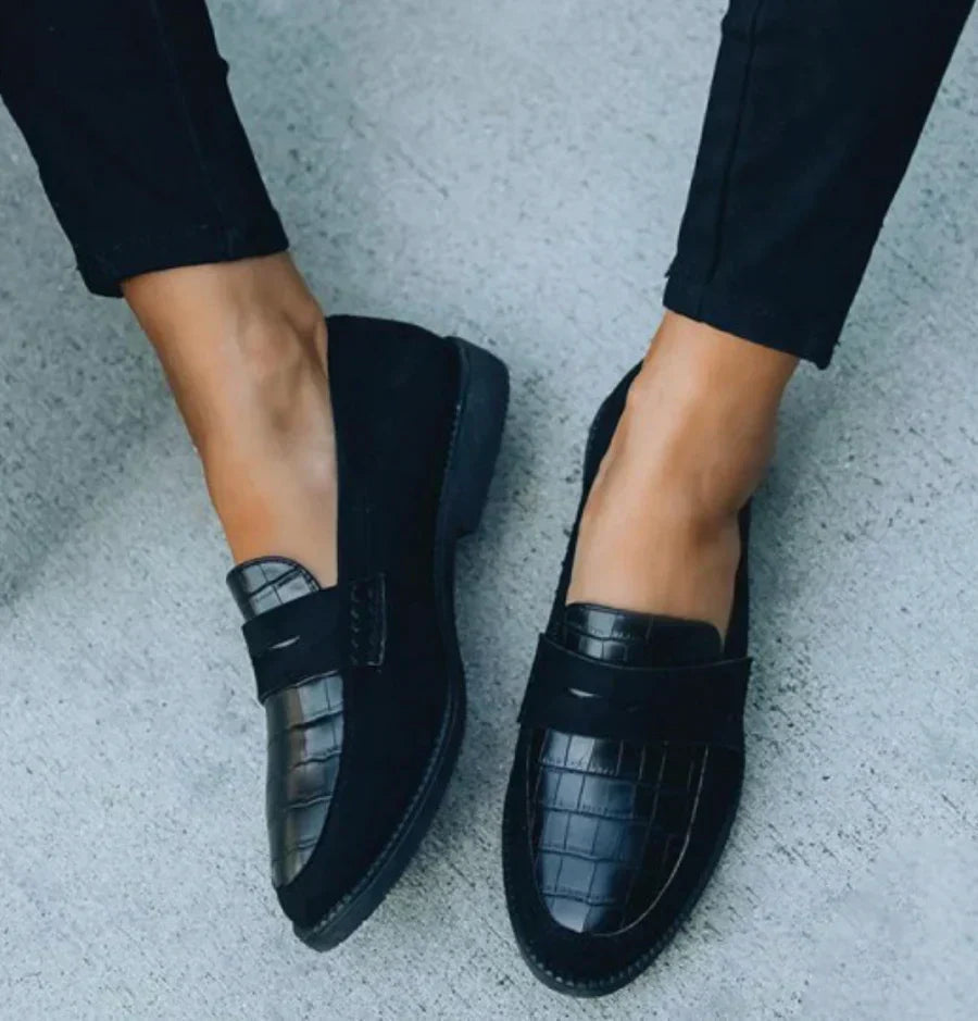 Minka | Mocasines De Ante Sin Cordones Con Detalles De Textura De Cocodrilo