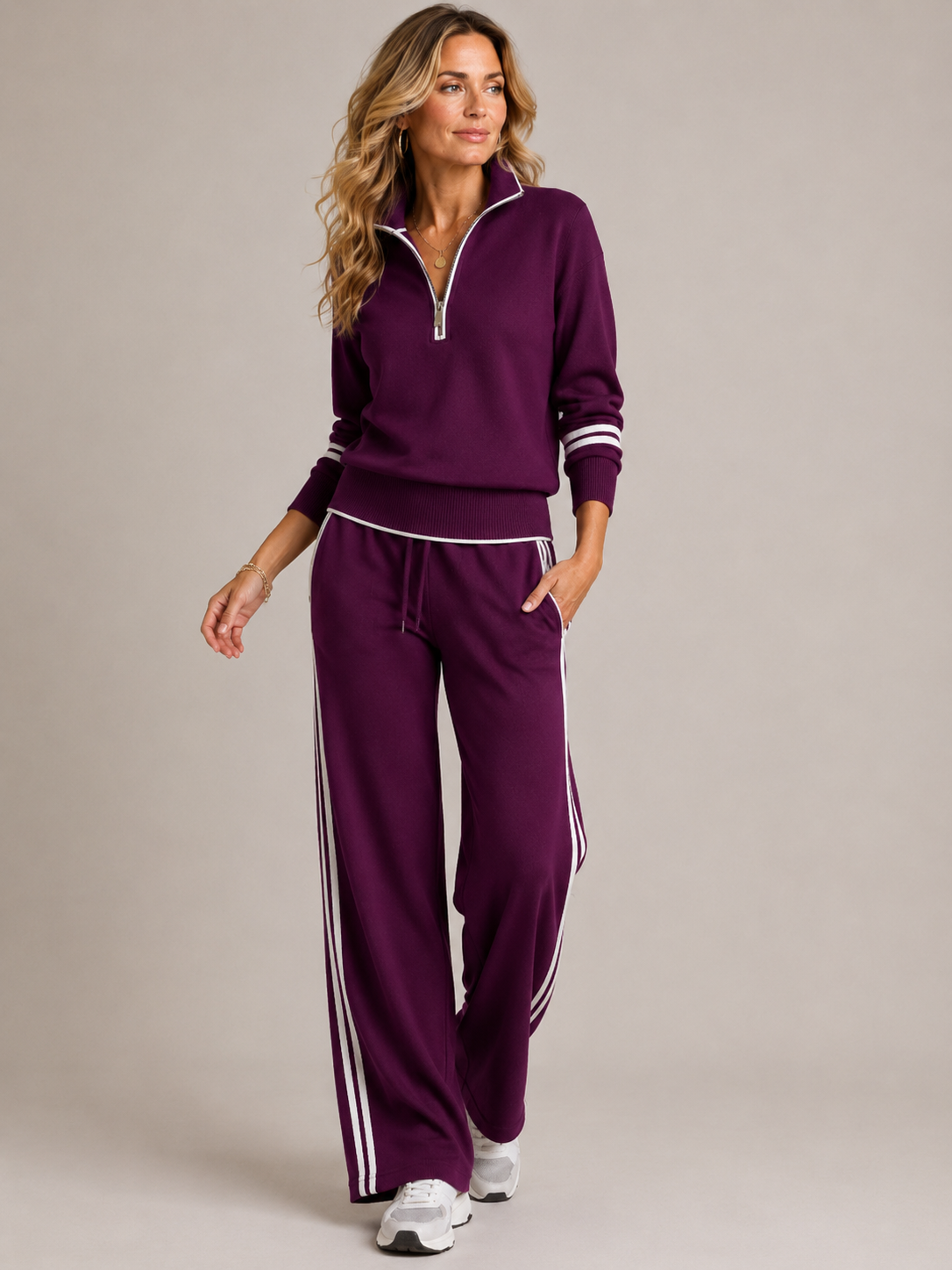 Strick | Conjunto de Tejido con Suéter y Pantalones Anchos