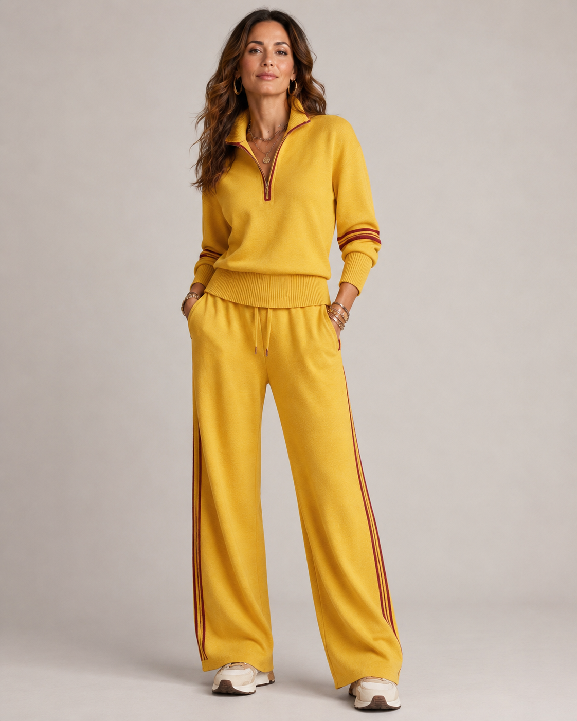 Strick | Conjunto de Tejido con Suéter y Pantalones Anchos