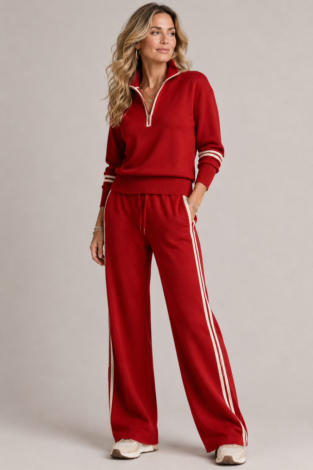 Strick | Conjunto de Tejido con Suéter y Pantalones Anchos