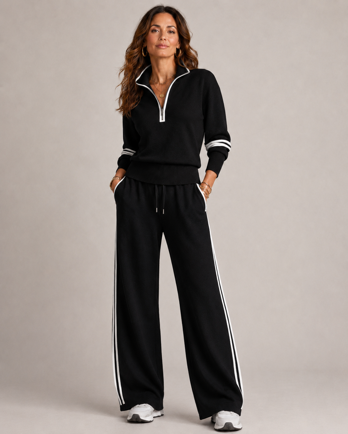 Strick | Conjunto de Tejido con Suéter y Pantalones Anchos