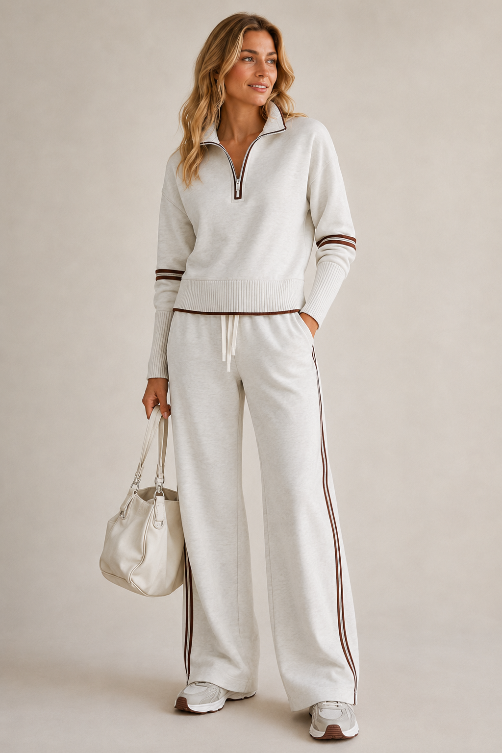 Strick | Conjunto de Tejido con Suéter y Pantalones Anchos