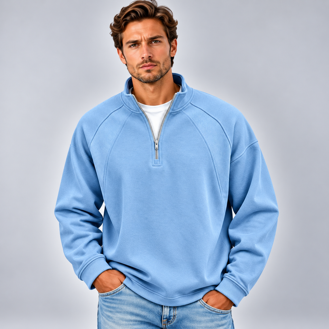 Stanislao | Sudadera con media cremallera y paneles acanalados