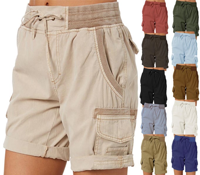 Audria | Pantalones Cortos Cargo Informales Con Cintura Elástica