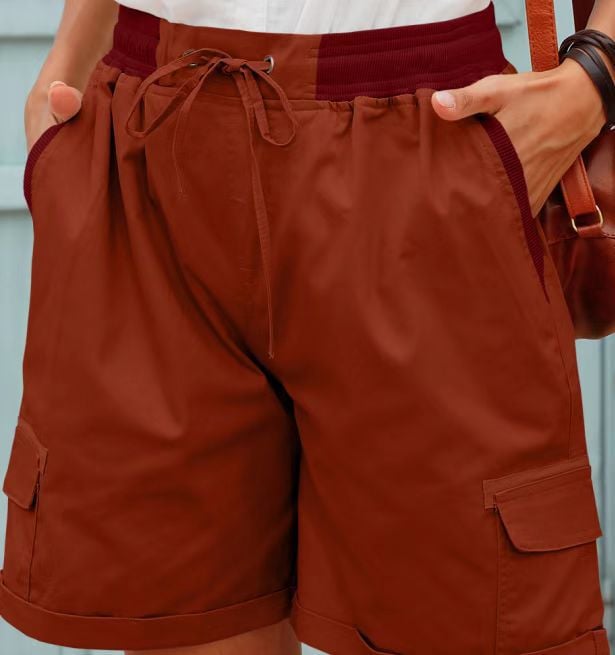 Audria | Pantalones Cortos Cargo Informales Con Cintura Elástica