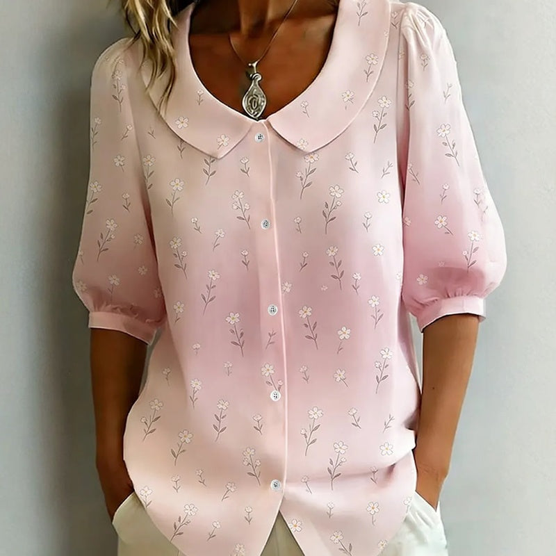 Huynh | Blusa Con Estampado Floral Y Cuello Peter Pan