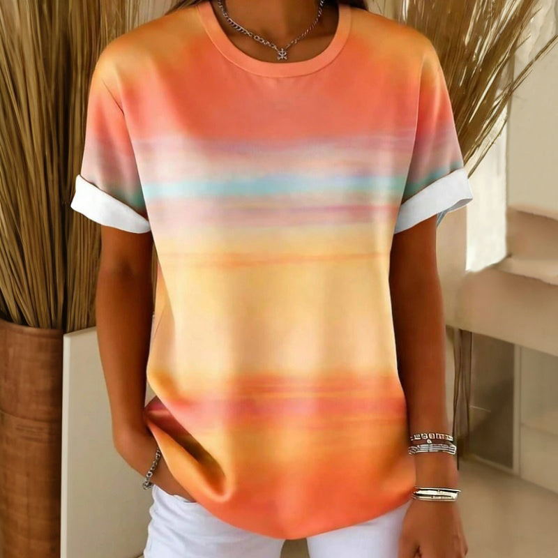 Horacio | Camiseta de Manga Corta con Degradado en Tonos Pastel