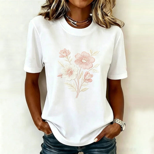 Wilina | Camiseta Bordada De Manga Corta Floral