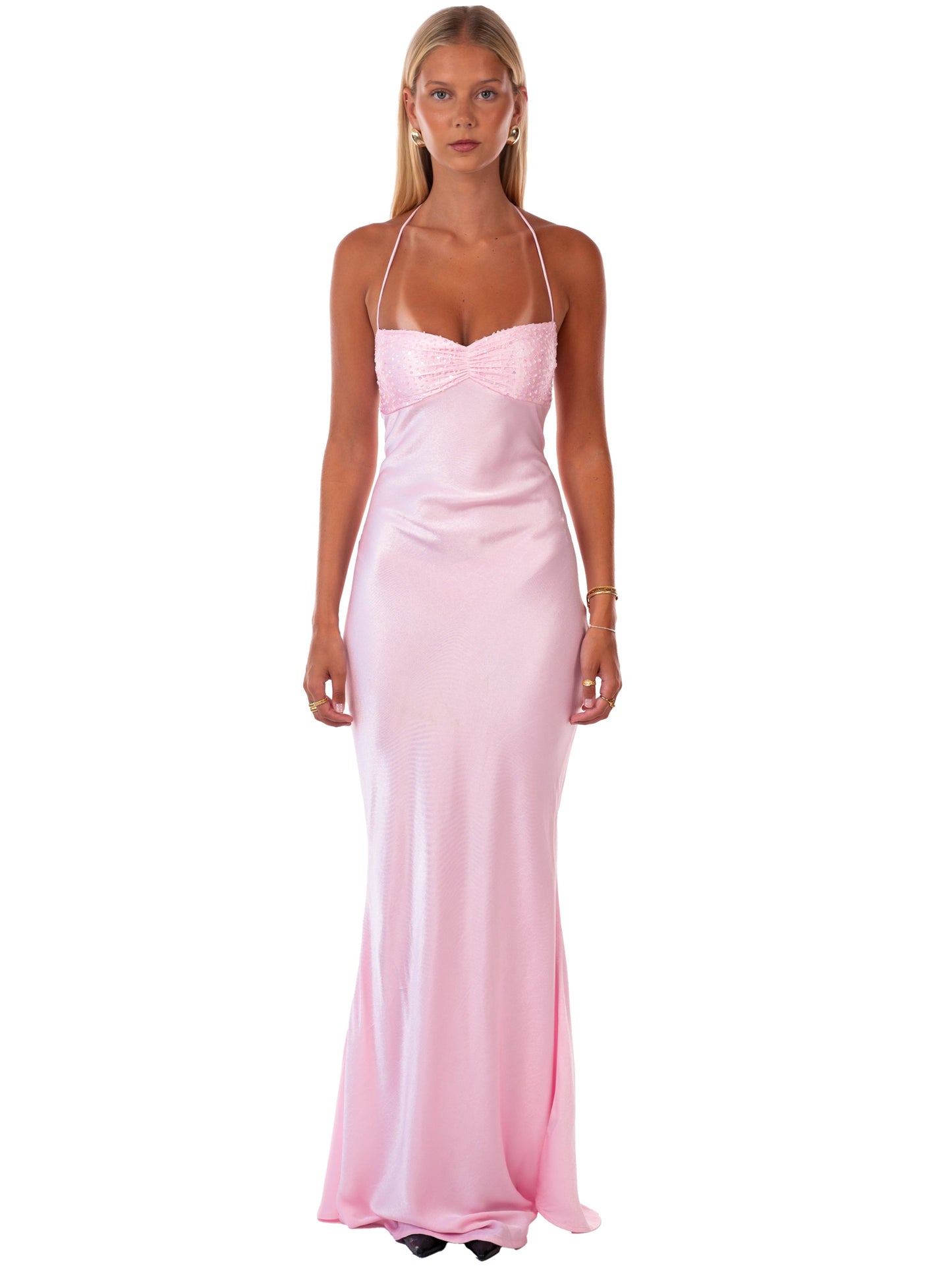 Nilysha | Vestido Maxi Elegante Sin Mangas Cuello Halter