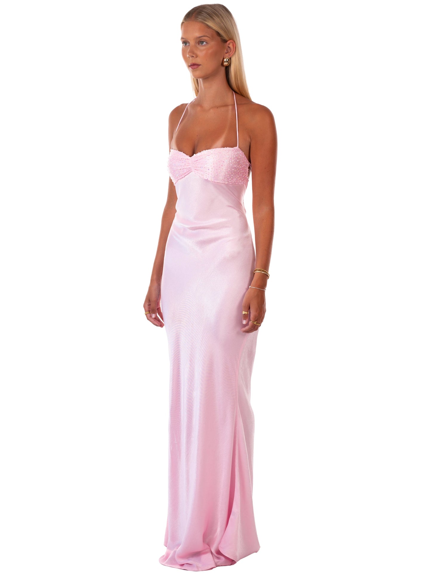 Nilysha | Vestido Maxi Elegante Sin Mangas Cuello Halter