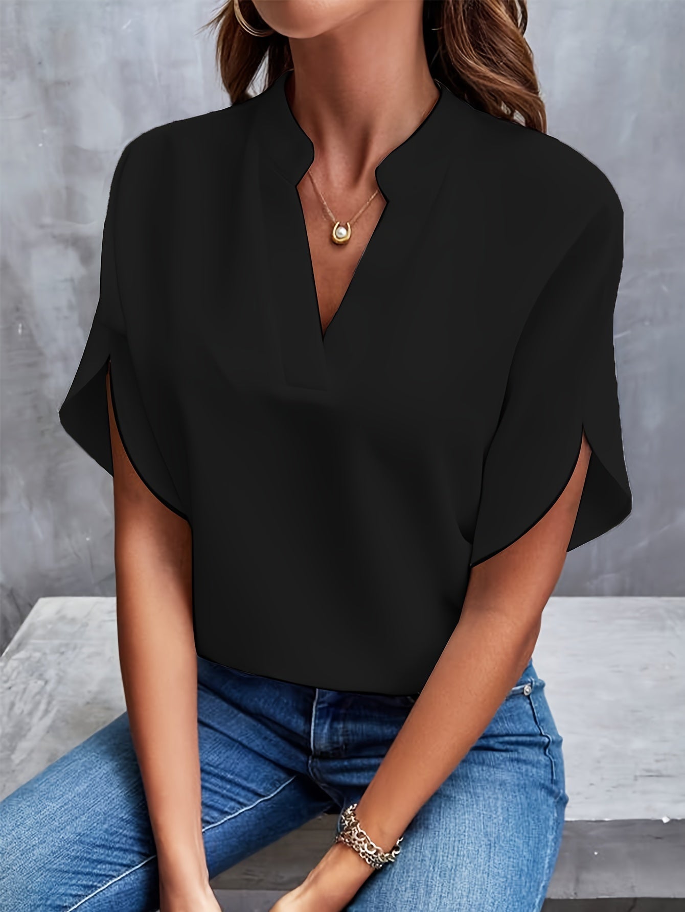 Carros | Blusa De Corte Holgado Con Cuello en V Y Mangas Con Volantes