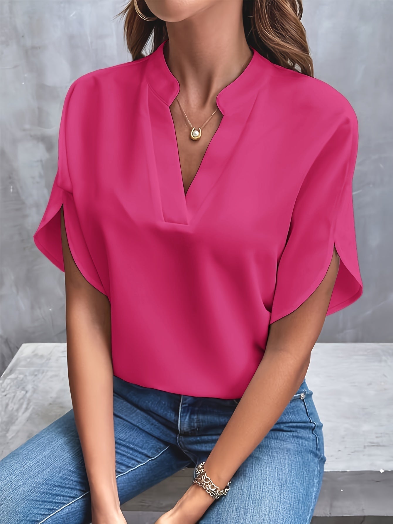Carros | Blusa De Corte Holgado Con Cuello en V Y Mangas Con Volantes