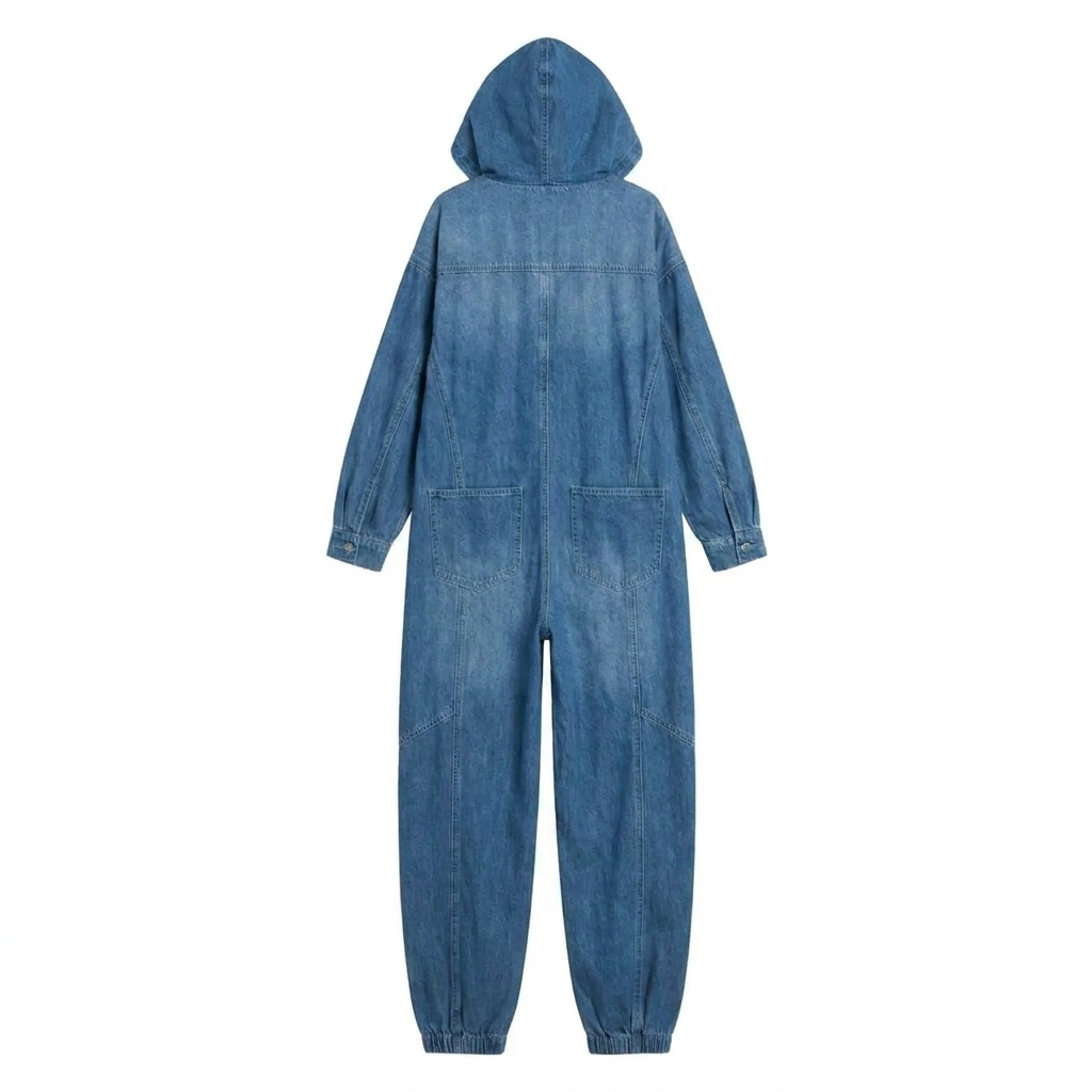Estielle - Mono de Manga Larga Con Capucha de Denim
