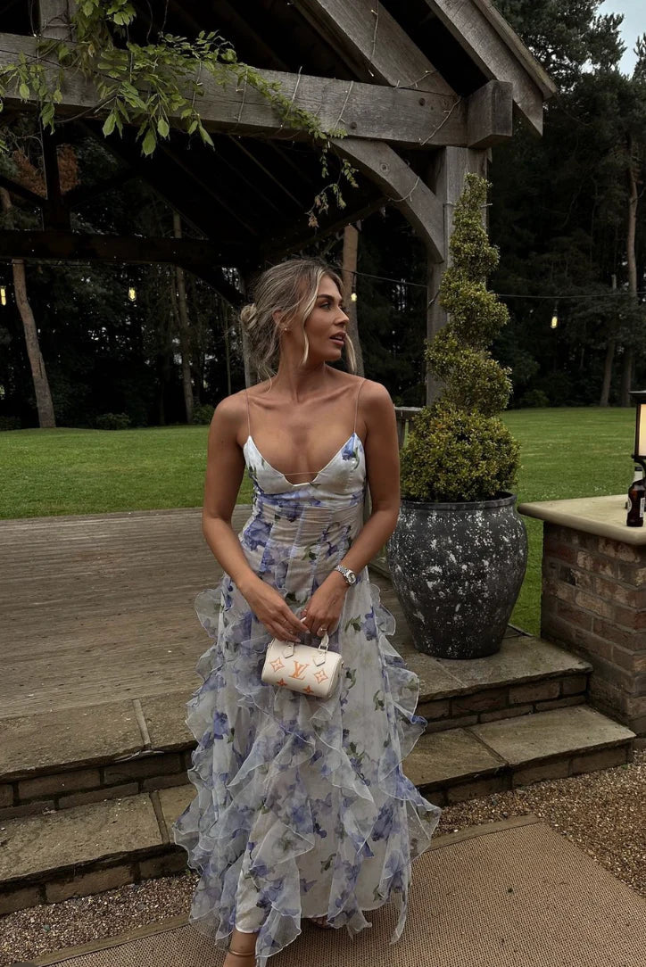 Mikayla | Vestido Maxi Floral Con Volantes