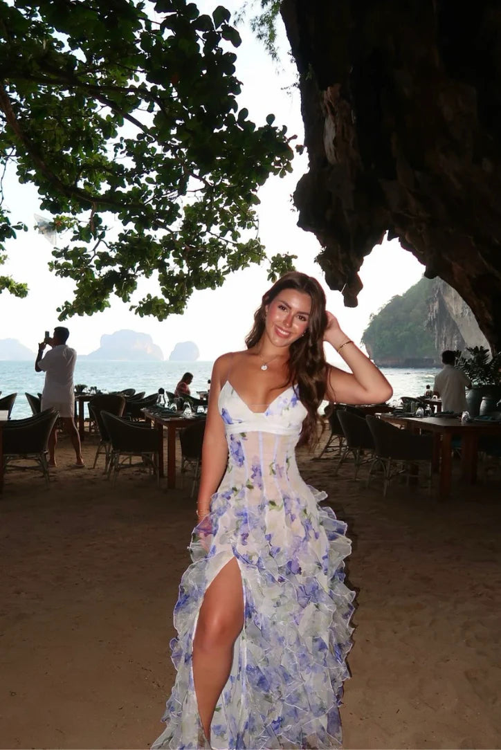 Mikayla | Vestido Maxi Floral Con Volantes