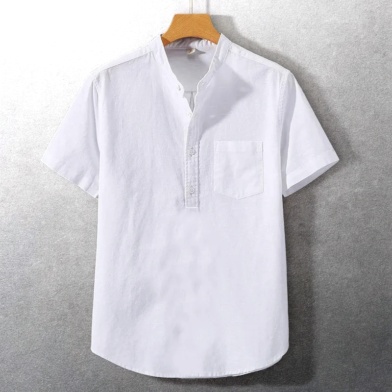 Sung | Camisa de Manga Corta con Cuello Mao