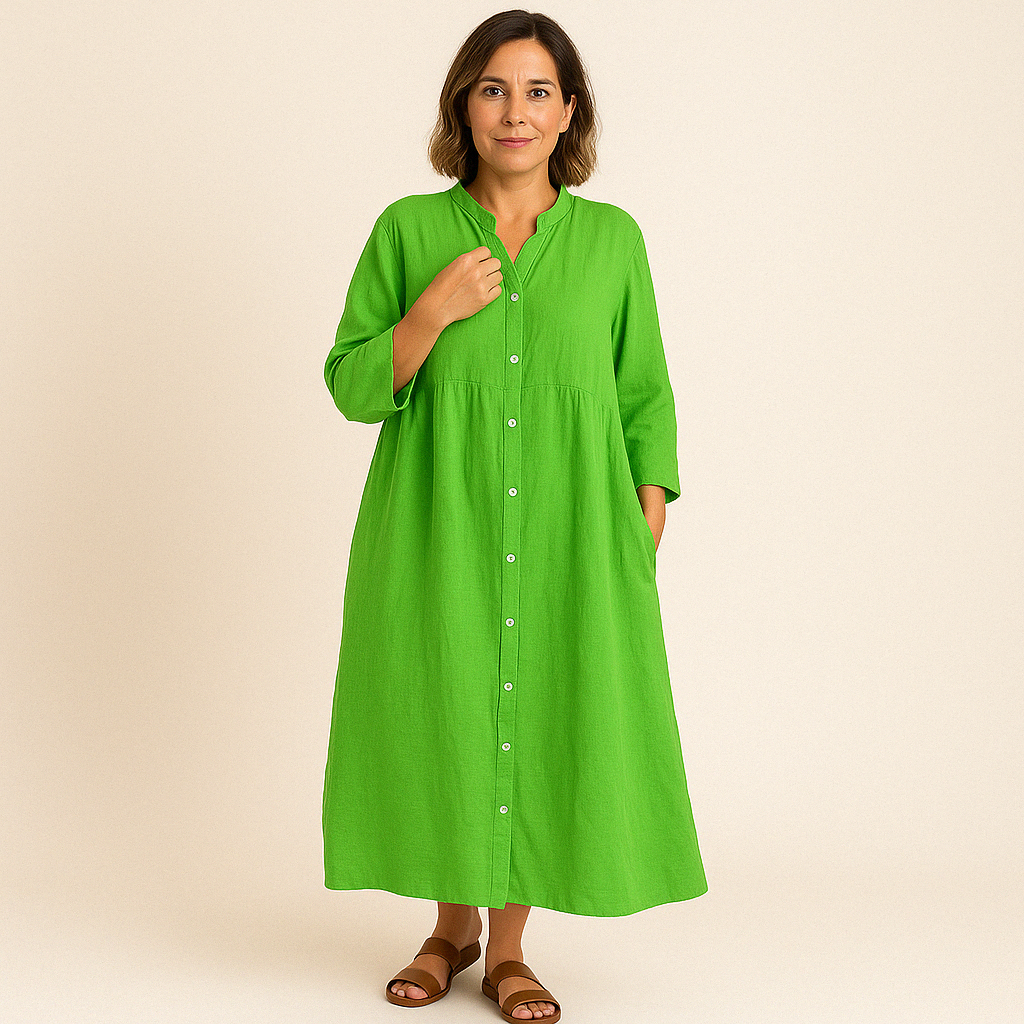 Johana | Vestido Camisero Midi con Botones