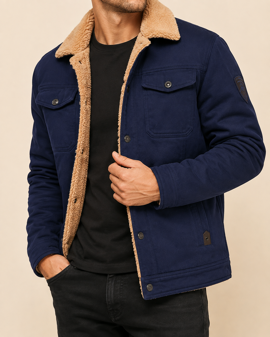 Charlie | Chaqueta con Cuello de Piel y Bolsillos