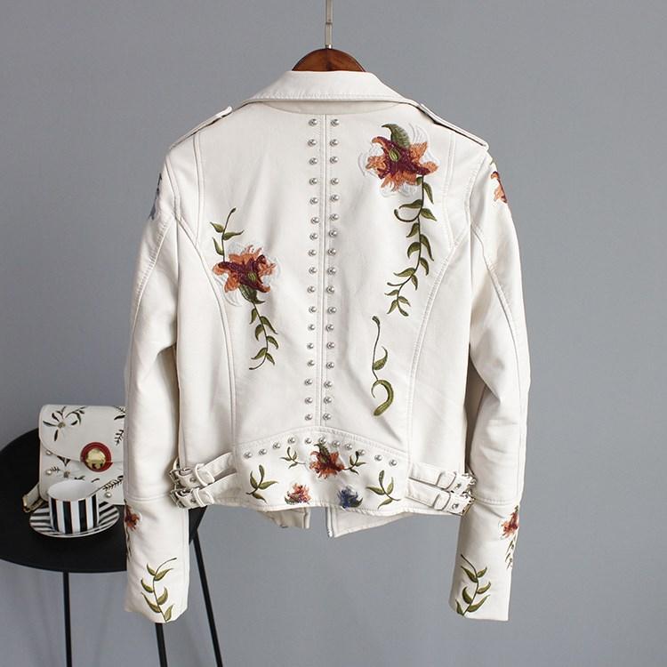Kymber | Chaqueta Motera Negra Con Bordados Florales