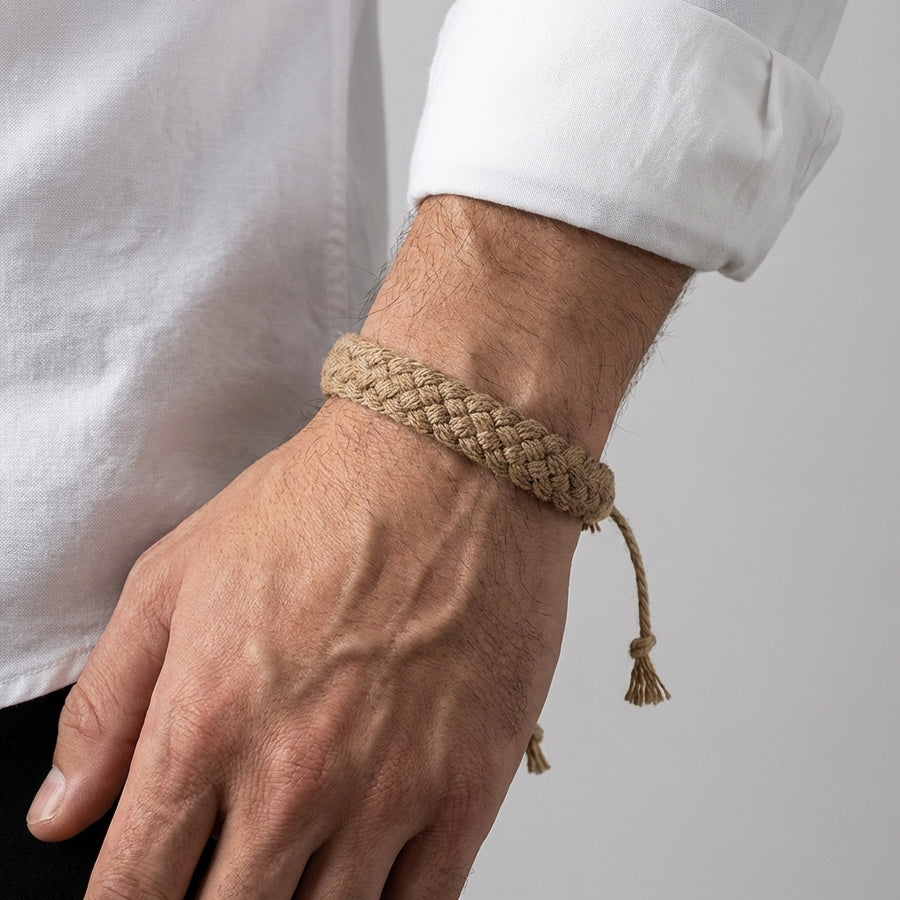 Gjergj - Pulsera Ajustable de Cuerda Trenzada Con Cierre de Nudo Deslizante