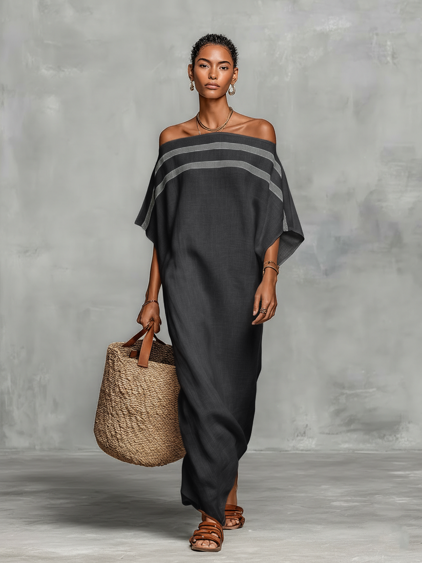 Vilina | Vestido Maxi Minimalista Hombros Descubiertos