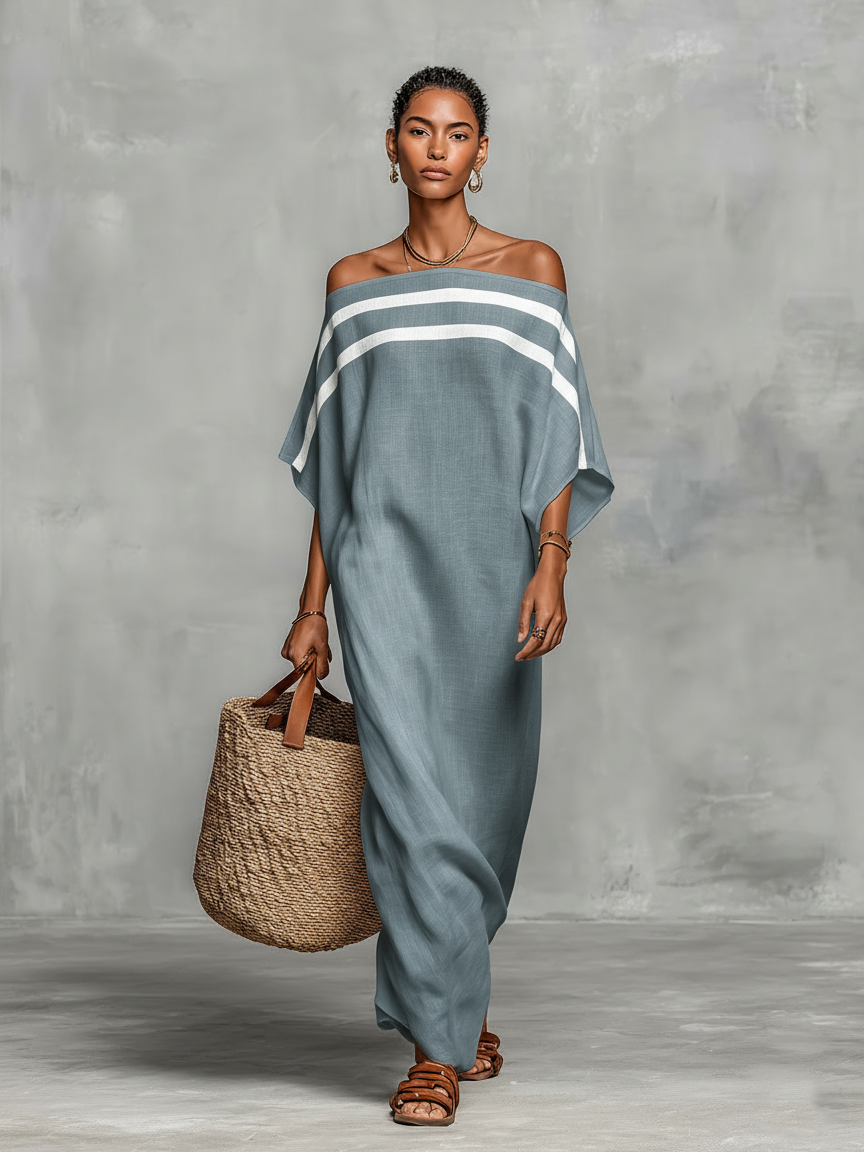Vilina | Vestido Maxi Minimalista Hombros Descubiertos