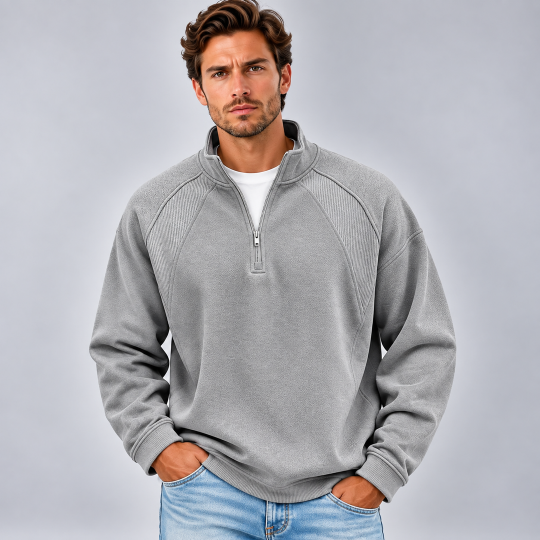 Stanislao | Sudadera con media cremallera y paneles acanalados