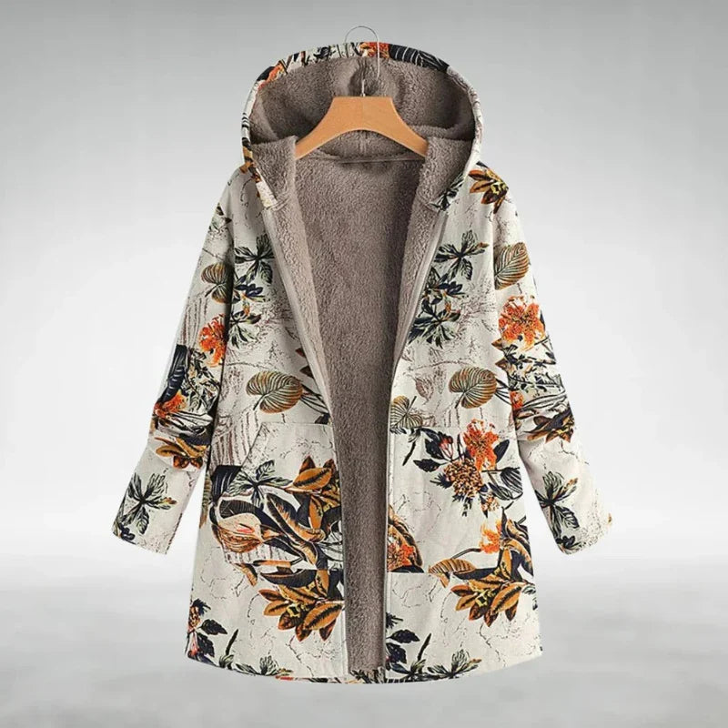 Panida | Chaqueta Floral Con Capucha y Forro Afelpado