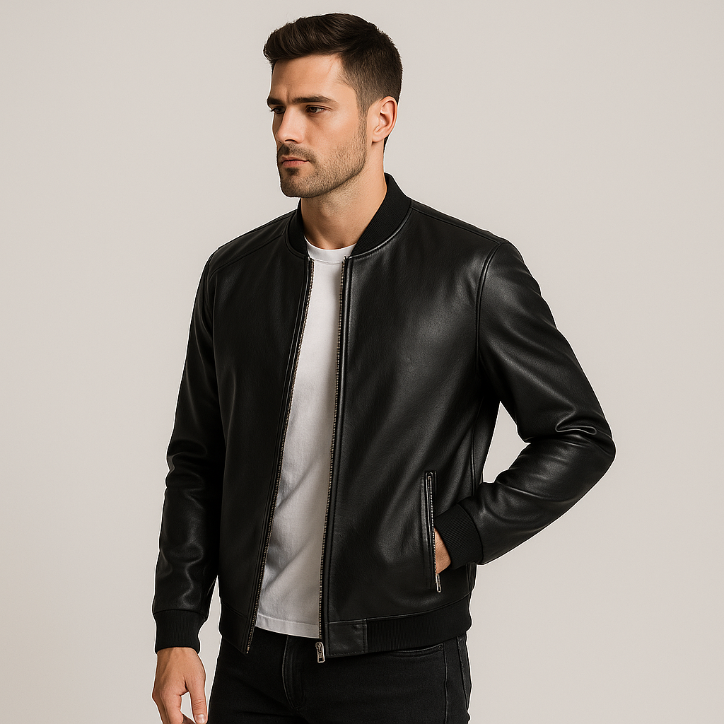 Rainer | Chaqueta Bomber de Cuero Ajustada