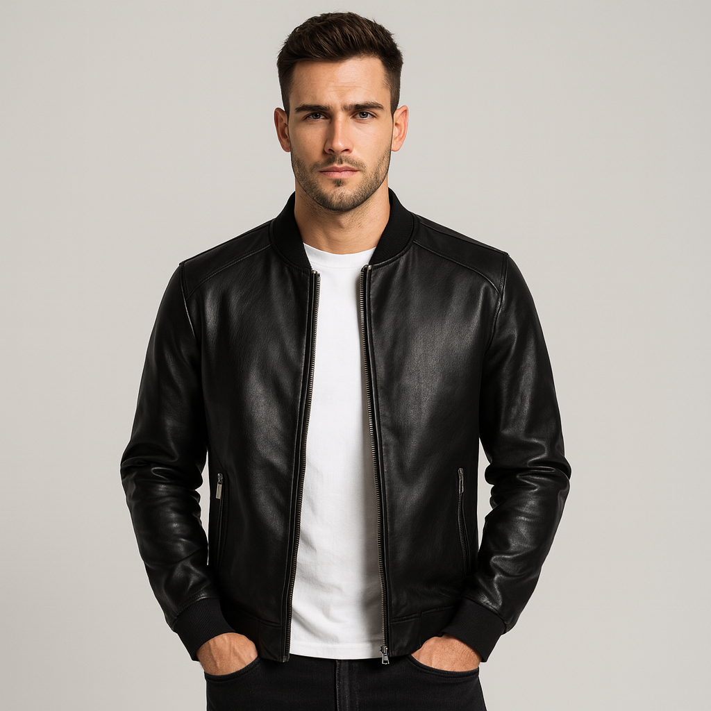 Rainer | Chaqueta Bomber de Cuero Ajustada