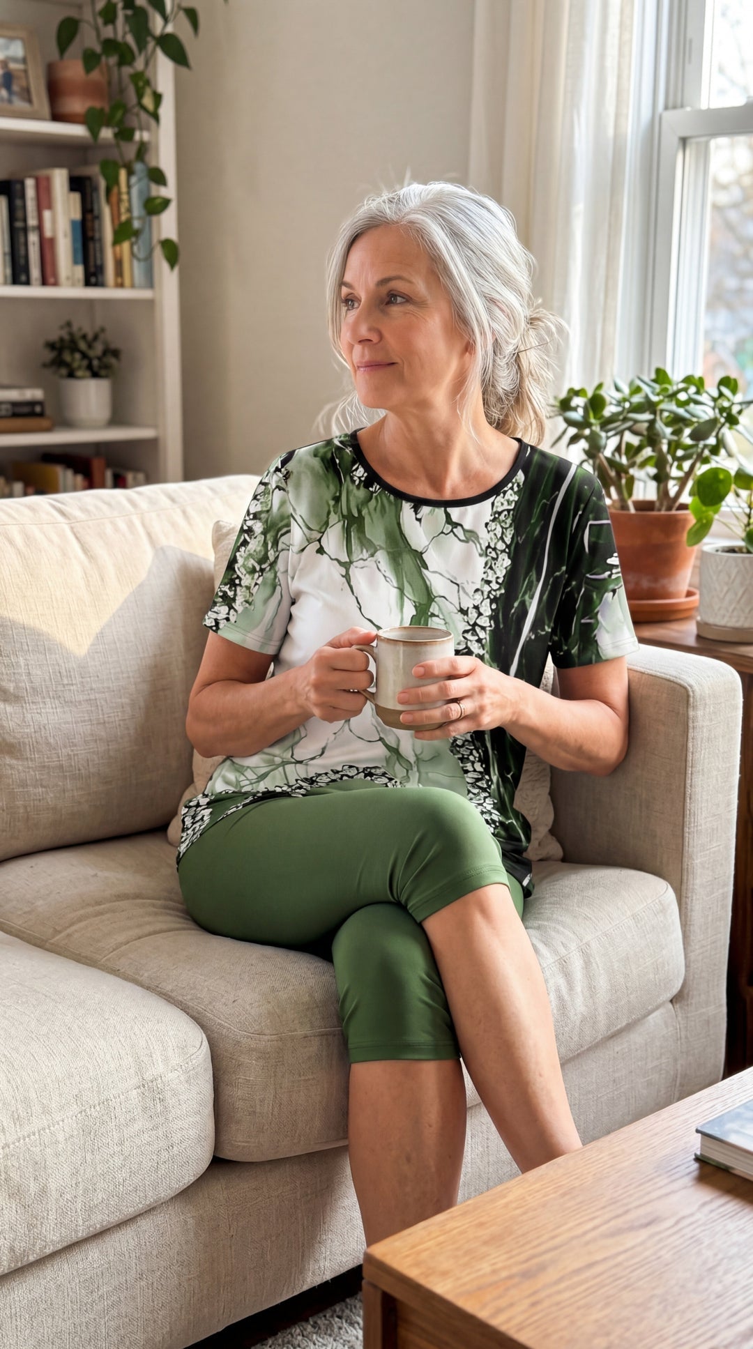 Merena | Conjunto De Dos Piezas: Top Estampado Y Pantalón Capri