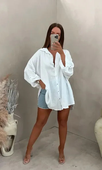 Eliza - Camiseta Oversize de Manga Larga con Estampado en la Espalda
