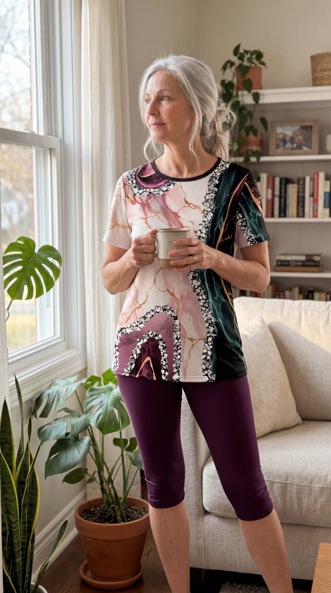 Merena | Conjunto De Dos Piezas: Top Estampado Y Pantalón Capri