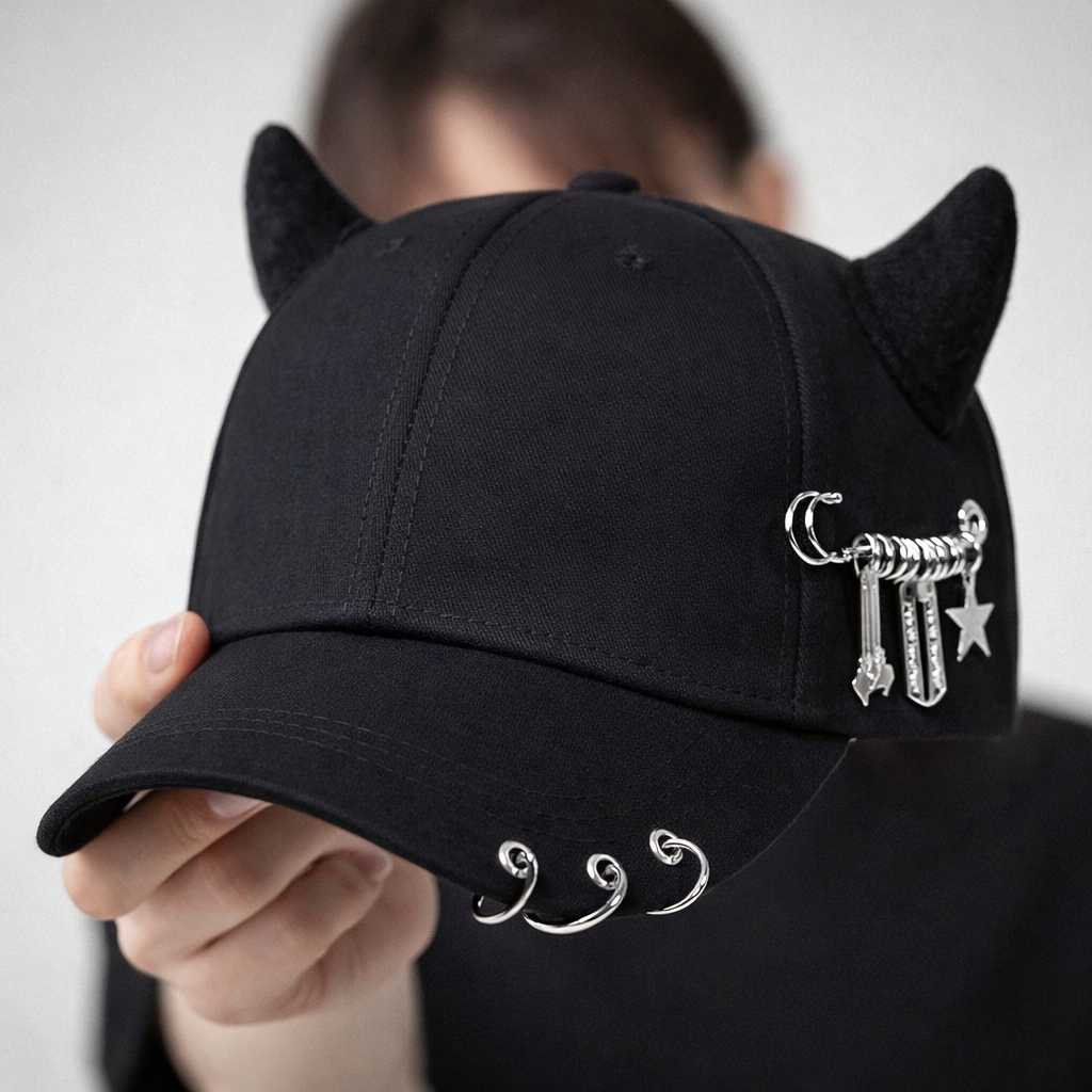 González | Gorra de Béisbol con Detalles de Cuernos del Diablo