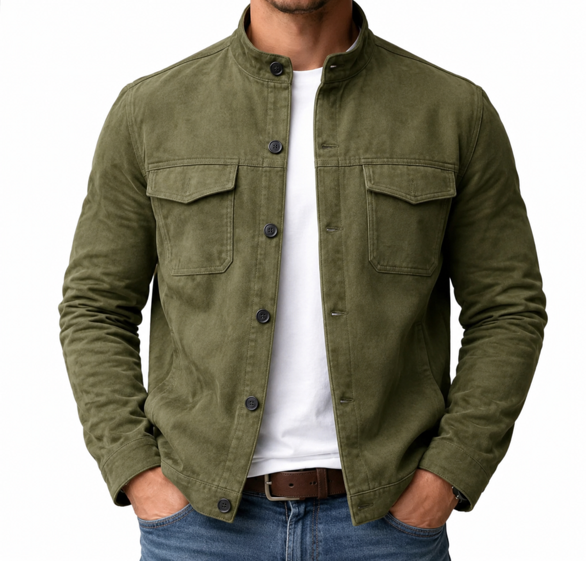 Gideon | Chaqueta con Gola Alta y Botones