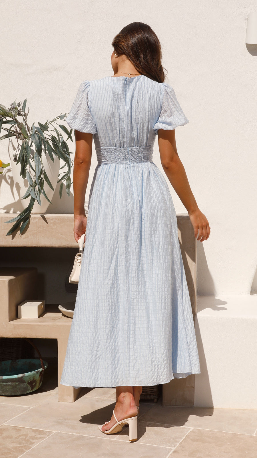 Sneja | Vestido Midi Con Mangas Abullonadas y Botones